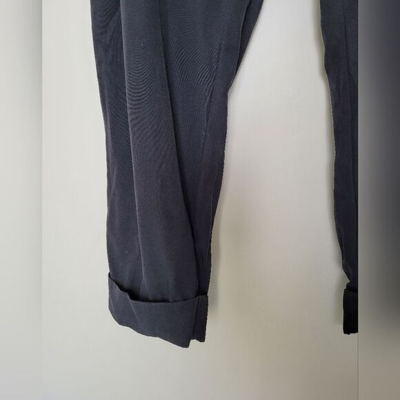 Elaine Kim 100% Silk Lined Pull On Pants Elastic Waistband Cuffed Ankle Black - Picture 5 of 10